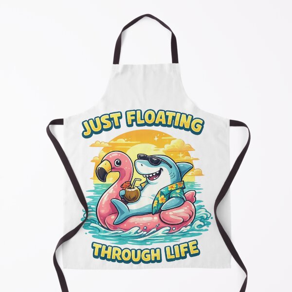 Item preview, Cute Shark on Pink Flamingo Float – Funny Summer Beach Cartoon T-Shirt designed and sold by Lumivo Studio.