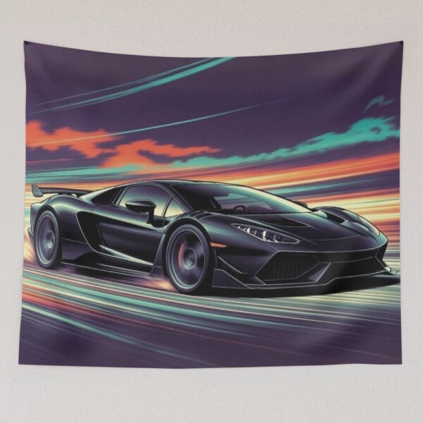 Item preview, Midnight Supercar Speed | Black Exotic Car Neon Performance Art designed and sold by Nexus Space.