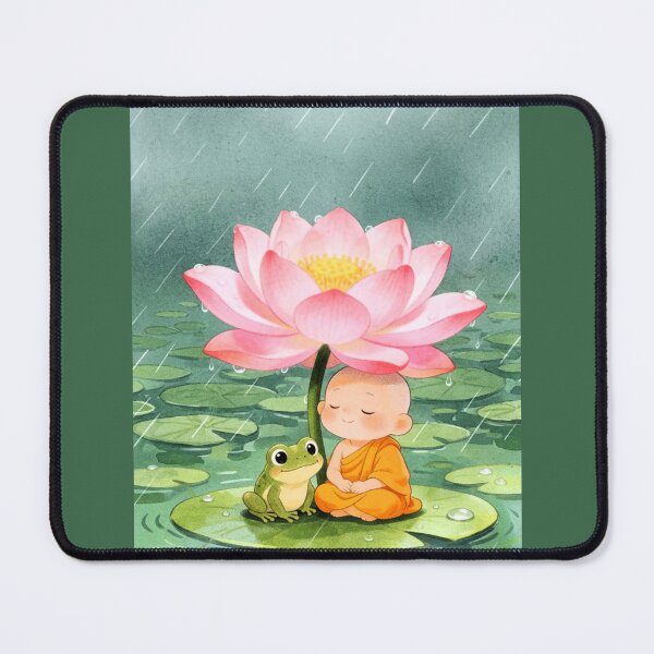 Item preview, Little Monk and Frog Under a Lotus designed and sold by ritusdesigns.