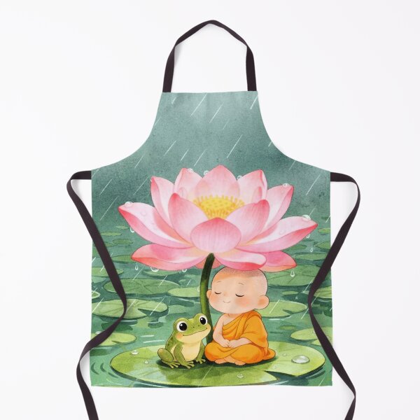 Item preview, Little Monk and Frog Under a Lotus designed and sold by ritusdesigns.