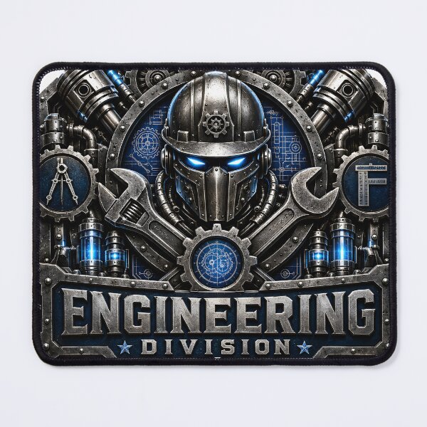 Item preview, Steel Emblem Engineering Division | Premium Industrial Engineer Badge | Mechanical Steel Logo designed and sold by SteelCoat Studio.