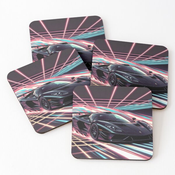 Item preview, Cyberpunk Black Supercar | Neon Synthwave Speed Vector Art designed and sold by Nexus Space.