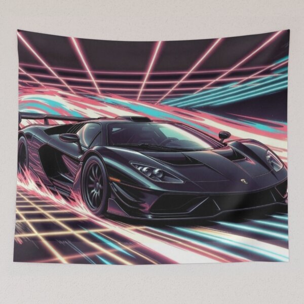 Item preview, Cyberpunk Black Supercar | Neon Synthwave Speed Vector Art designed and sold by Nexus Space.