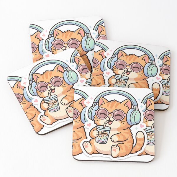 Item preview, Cute Orange Cats Drinking Boba designed and sold by Ghostshop13.