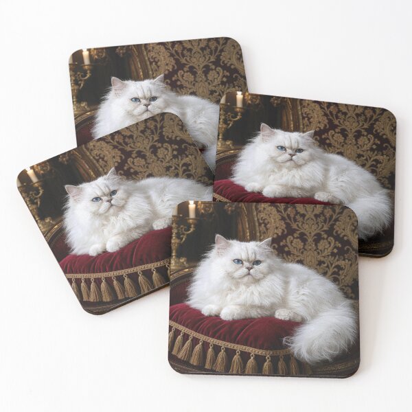 Item preview, White Persian Cat on a Velvet Cushion designed and sold by Maria Dryfhout.