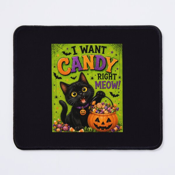 Item preview, I Want Candy Right Meow! – Halloween Black Cat designed and sold by Novel Works Studio.