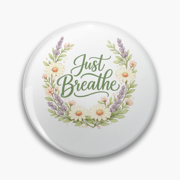 Item preview, Just Breathe Floral Wreath Watercolor | Mindfulness Botanical Daisy Lavender Quote designed and sold by imbreath.