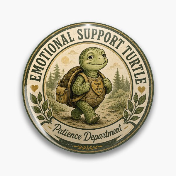 Item preview, Emotional Support Turtle, Patience Department Vintage Retro Cute Mindful Employ Turtle With Backpack Design designed and sold by  MAD's Recreation Studio.