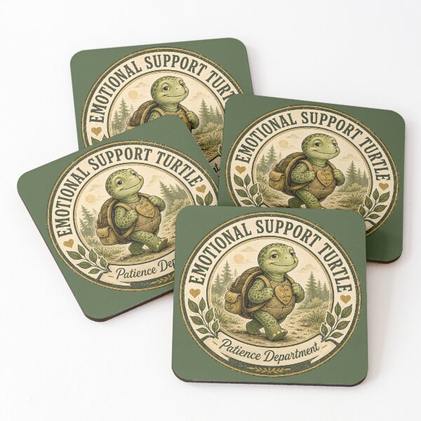 Item preview, Emotional Support Turtle, Patience Department Vintage Retro Cute Mindful Employ Turtle With Backpack Design designed and sold by  MAD's Recreation Studio.