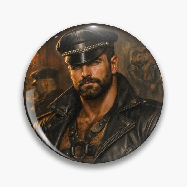 Item preview, Gay Leather Bar Daddy Dark Desire Berlin Hyper-Realism Leder Pride Gay Art designed and sold by ItsAKinkThing.