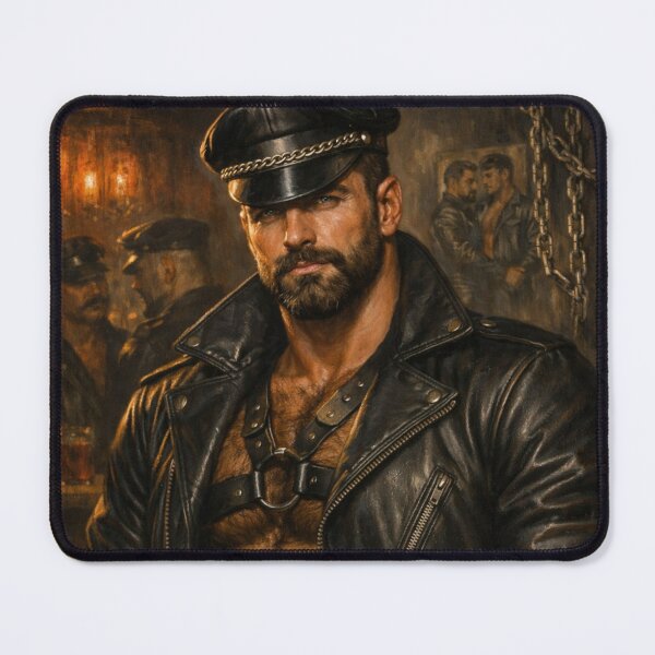 Item preview, Gay Leather Bar Daddy Dark Desire Berlin Hyper-Realism Leder Pride Gay Art designed and sold by ItsAKinkThing.
