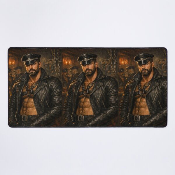 Item preview, Gay Leather Bar Daddy Dark Desire Berlin Hyper-Realism Leder Pride Gay Art designed and sold by ItsAKinkThing.
