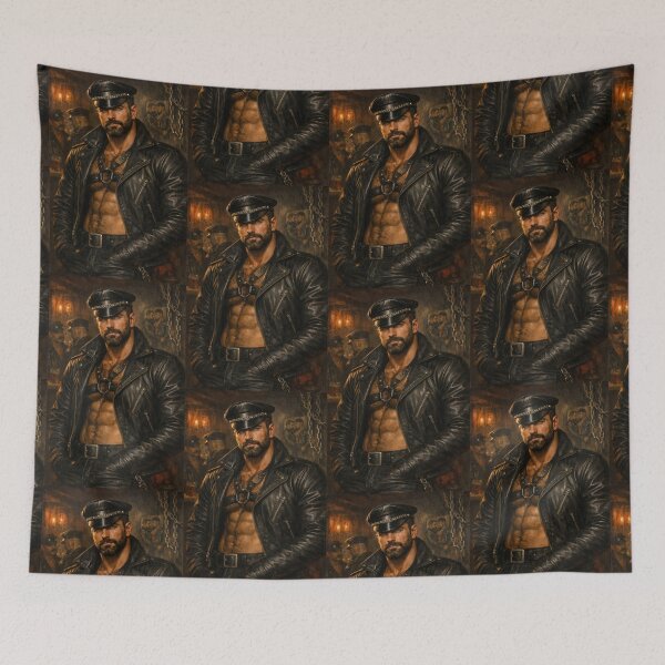 Item preview, Gay Leather Bar Daddy Dark Desire Berlin Hyper-Realism Leder Pride Gay Art designed and sold by ItsAKinkThing.