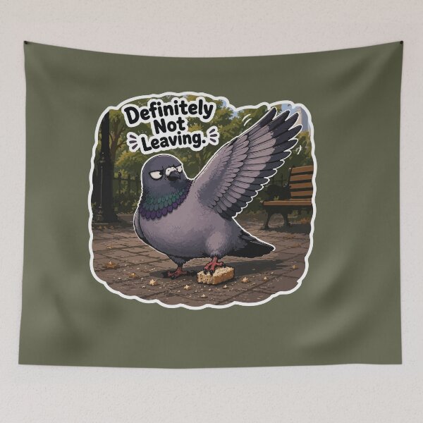 Item preview, Funny Possessive Pigeon Cartoon Sticker – Definitely Not Leaving designed and sold by SimplePoDesign.