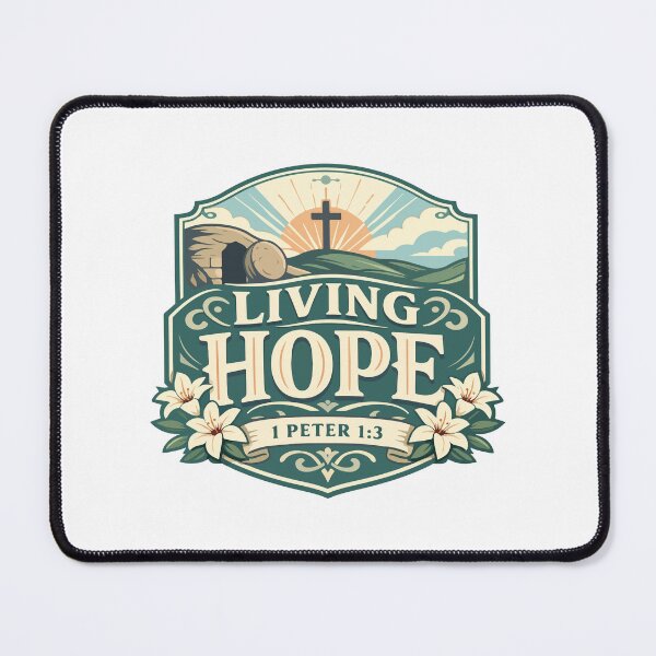 Item preview, Living Hope Christian Resurrection Sunrise – 1 Peter 1:3 Bible Verse Art designed and sold by stylishdzign.