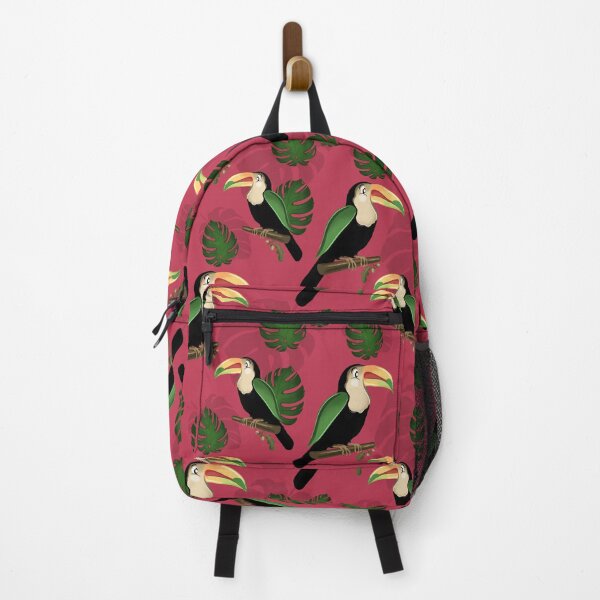 Item preview, Pink Tropical Toucan Pattern - Botanical Monstera Leaves designed and sold by Fiorart Studio .