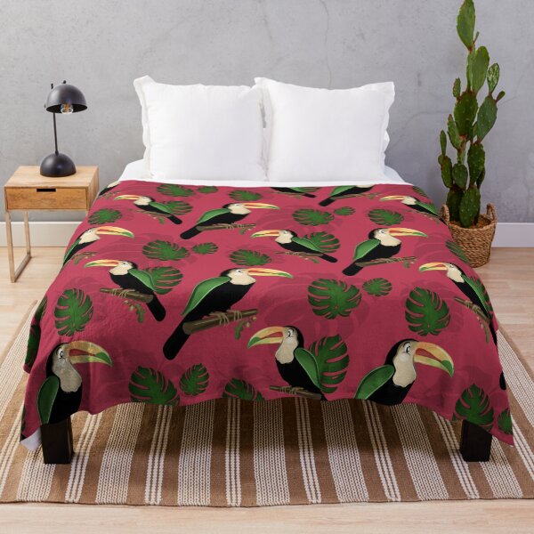 Item preview, Pink Tropical Toucan Pattern - Botanical Monstera Leaves designed and sold by Fiorart Studio .