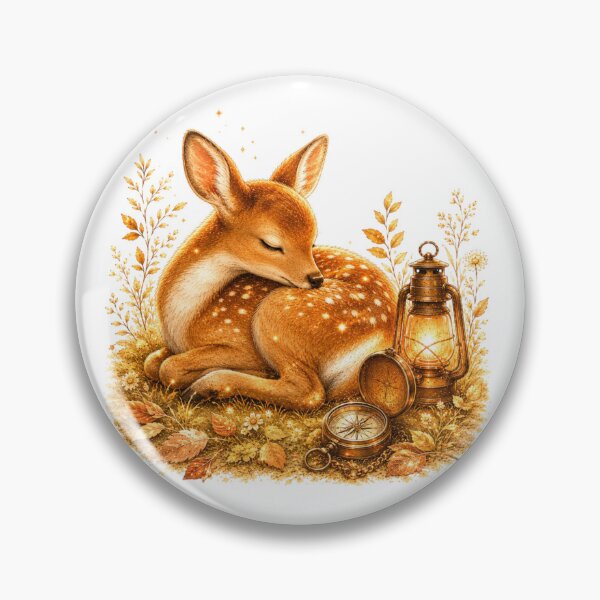 Item preview, Sleeping Fawn Vintage Lantern Peaceful Forest Art designed and sold by AQUILAKREO.