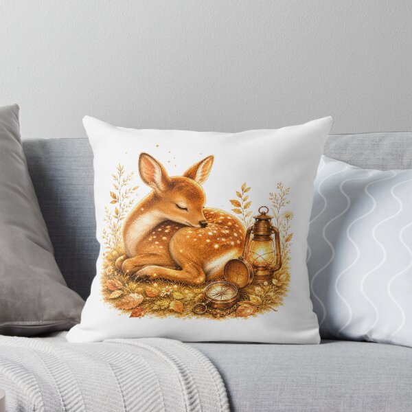 Item preview, Sleeping Fawn Vintage Lantern Peaceful Forest Art designed and sold by AQUILAKREO.