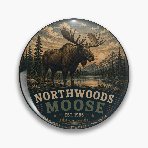 Item preview, Northwoods Moose Retro Badge – Vintage Wildlife Graphic designed and sold by Mac Sketches.