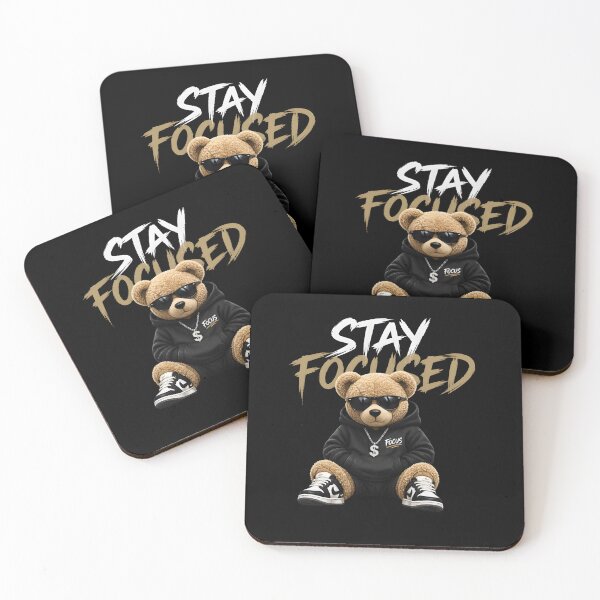 Item preview, Stay Focused - Cool Teddy Bear Urban Streetwear Hustle Quote designed and sold by Velouria Universe.