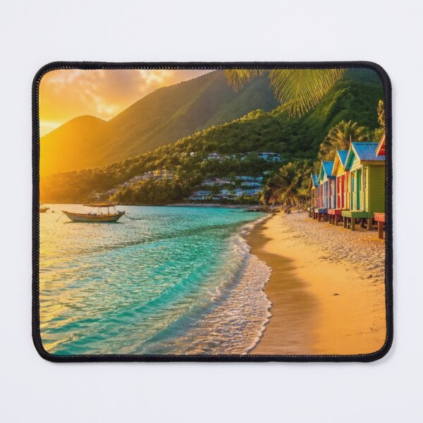 Item preview, Tropical Sunset Beach Colorful Beach Huts designed and sold by Irie Riddims Market .