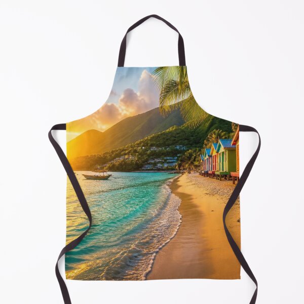 Item preview, Tropical Sunset Beach Colorful Beach Huts designed and sold by Irie Riddims Market .