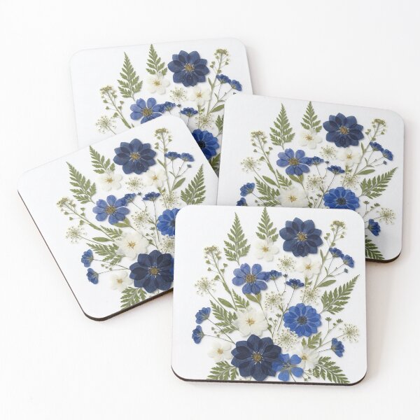 Item preview, Pressed Blue Flowers and Fern Leaves Pattern designed and sold by DKSH1234.