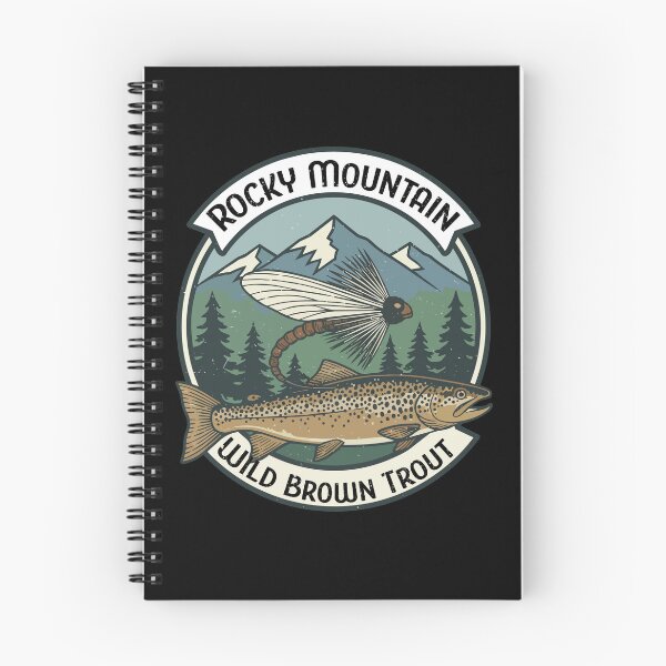 Artikelvorschau, Illustration zum Fliegenfischen, Logo-Stil, Text „Rocky Mountain, Wilde Bachforelle“. entworfen und verkauft von Art-Horizon.
