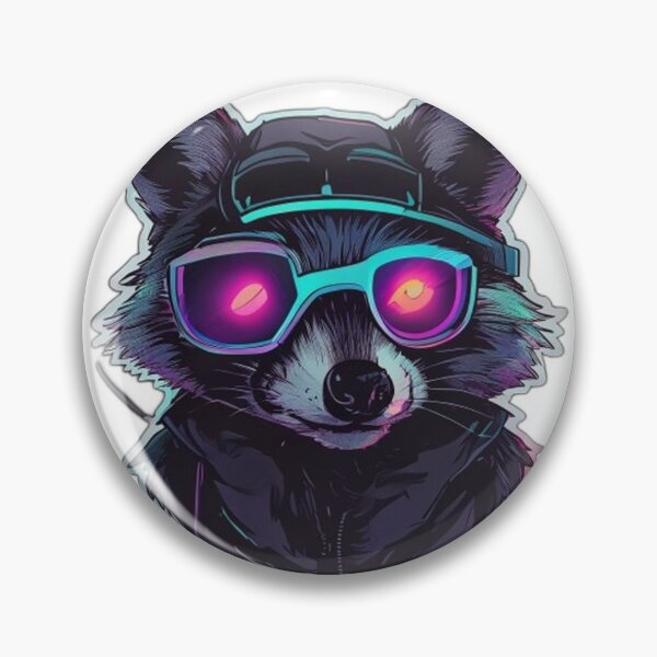 Item preview, Cyberpunk Hacker Jimothy Raccoon Neon Meme designed and sold by Gurjeetpixelart.
