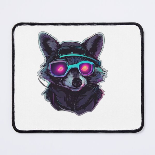 Item preview, Cyberpunk Hacker Jimothy Raccoon Neon Meme designed and sold by Gurjeetpixelart.