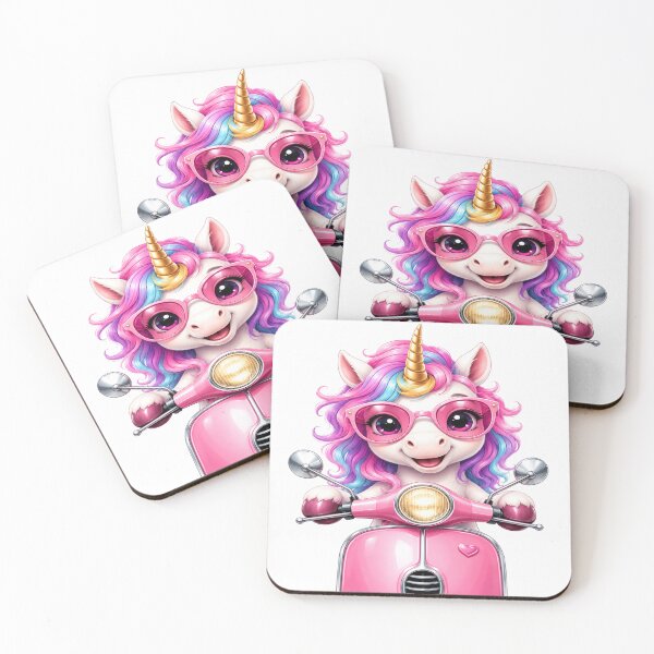 Item preview, Cute Unicorn Riding Pink Retro Scooter designed and sold by Sneh024.