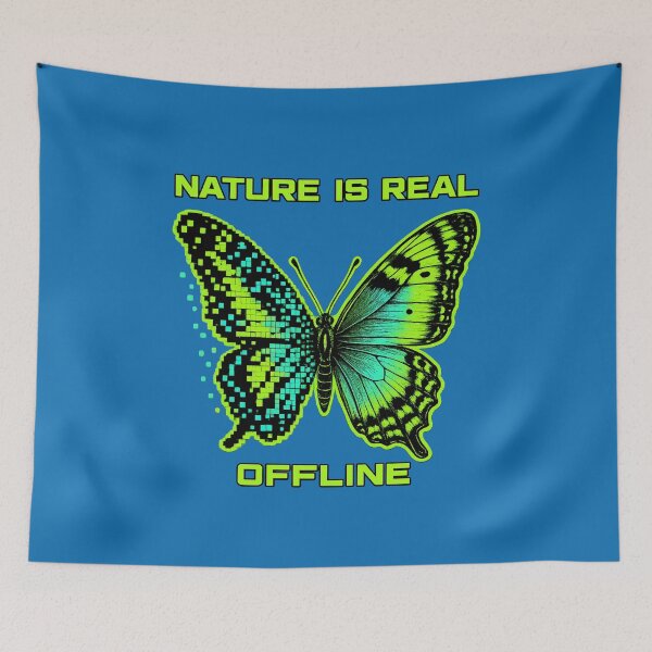 Item preview, Nature Is Real Offline Neon Butterfly Pixel Art designed and sold by Anyshca.