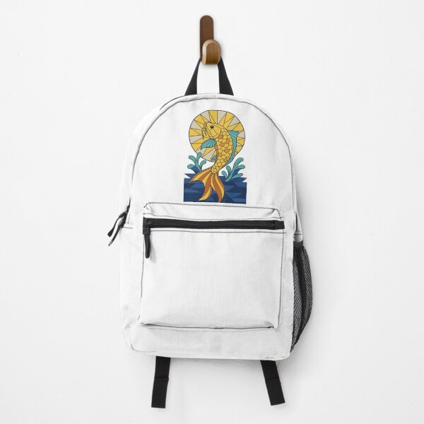 Item preview, Fish Leaping Stained Glass Animal-pun Humor designed and sold by MOSIDRIP™.