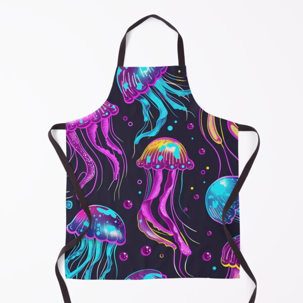 Item preview, Neon Disco Jellyfish Pattern, Colorful Glowing Sea Life, Retro 80s Aesthetic Art, Underwater Party Print designed and sold by VectorForge.