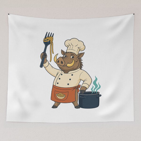 Item preview, Pasta-Loving Warthog Chef Animal-pun Humor designed and sold by MOSIDRIP™.