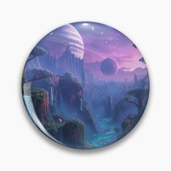 Item preview, Galactic Bioluminescent Waterfall Forest Landscape designed and sold by Luminous Wilds.