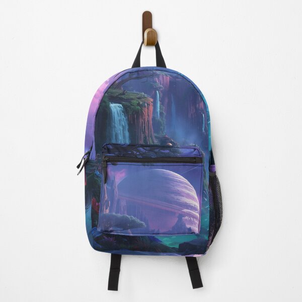 Item preview, Galactic Bioluminescent Waterfall Forest Landscape designed and sold by Luminous Wilds.