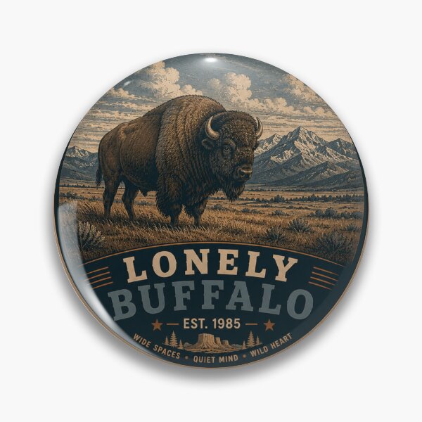 Item preview, Lonely Buffalo Retro Badge – Vintage Wildlife Graphic designed and sold by Mac Sketches.