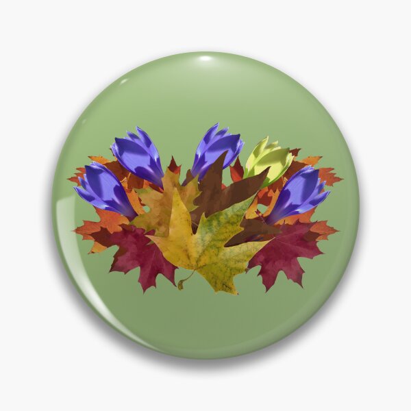 Item preview, Autumn leaves and violet and yellow flowers designed and sold by mariya-ivanova.
