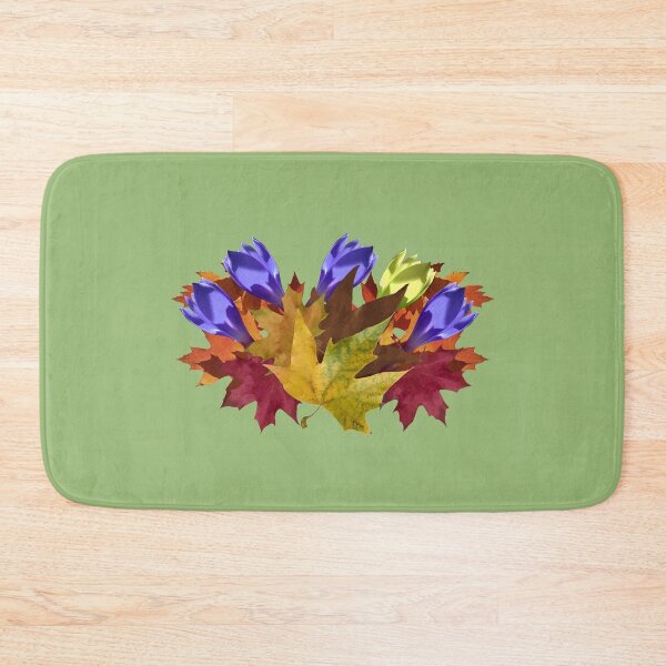 Item preview, Autumn leaves and violet and yellow flowers designed and sold by mariya-ivanova.