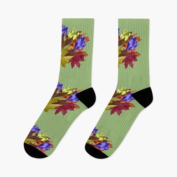 Item preview, Autumn leaves and violet and yellow flowers designed and sold by mariya-ivanova.