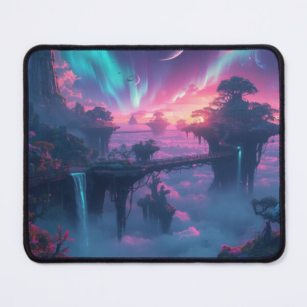Item preview, Neon Twilight Floating Islands Alien Landscape designed and sold by Luminous Wilds.