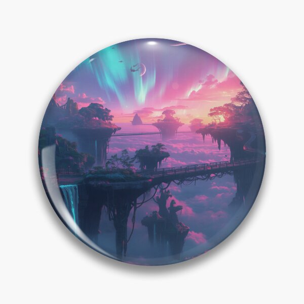 Item preview, Neon Twilight Floating Islands Alien Landscape designed and sold by Luminous Wilds.