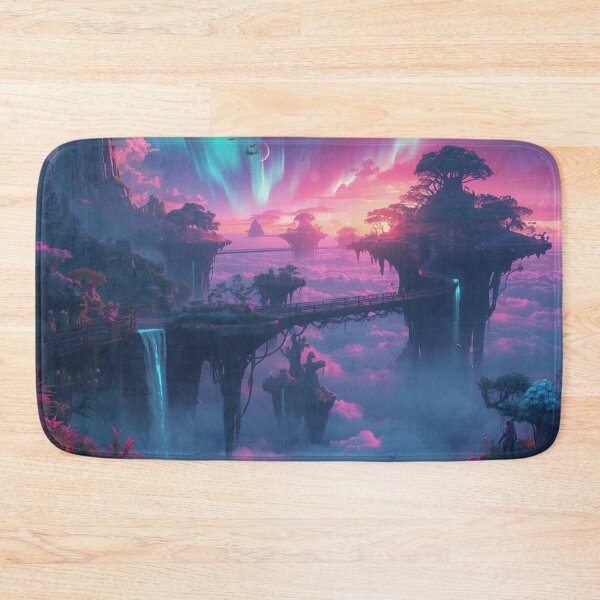 Item preview, Neon Twilight Floating Islands Alien Landscape designed and sold by Luminous Wilds.