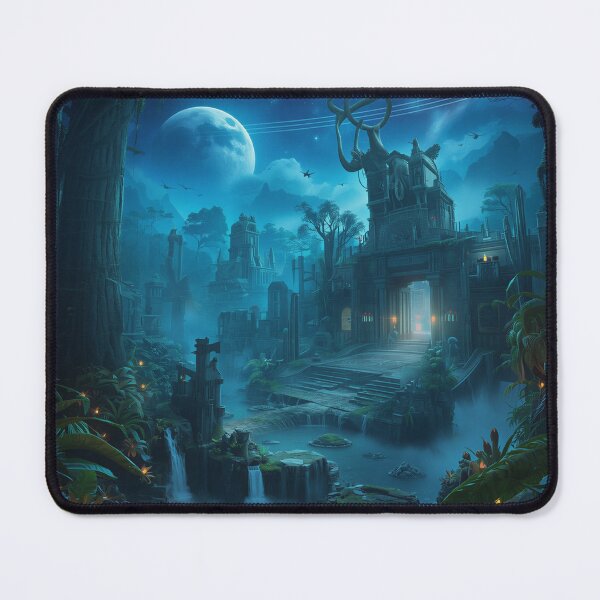 Item preview, Moonlit Alien Jungle Temple Fantasy Landscape designed and sold by Luminous Wilds.