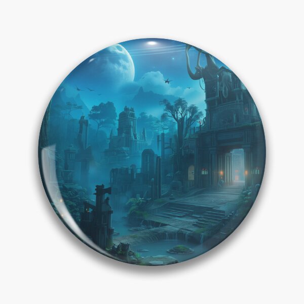 Item preview, Moonlit Alien Jungle Temple Fantasy Landscape designed and sold by Luminous Wilds.