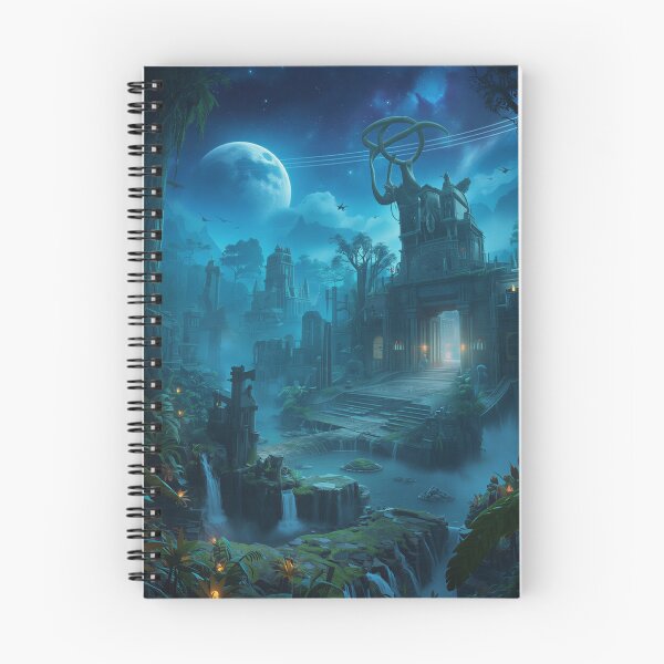 Item preview, Moonlit Alien Jungle Temple Fantasy Landscape designed and sold by Luminous Wilds.