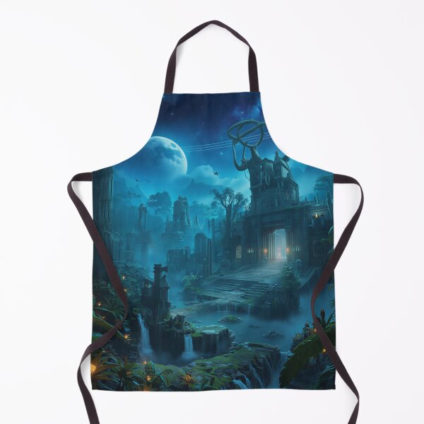 Item preview, Moonlit Alien Jungle Temple Fantasy Landscape designed and sold by Luminous Wilds.