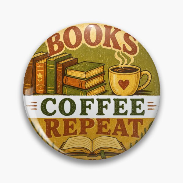 Item preview, Books Coffee Repeat Retro Vintage Book Lover Coffee Lover Design designed and sold by StockAnime.